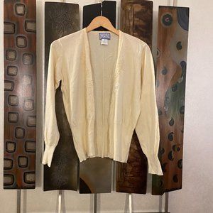 April Cornell Soft White Cardigan, embroidered with beads, Size M